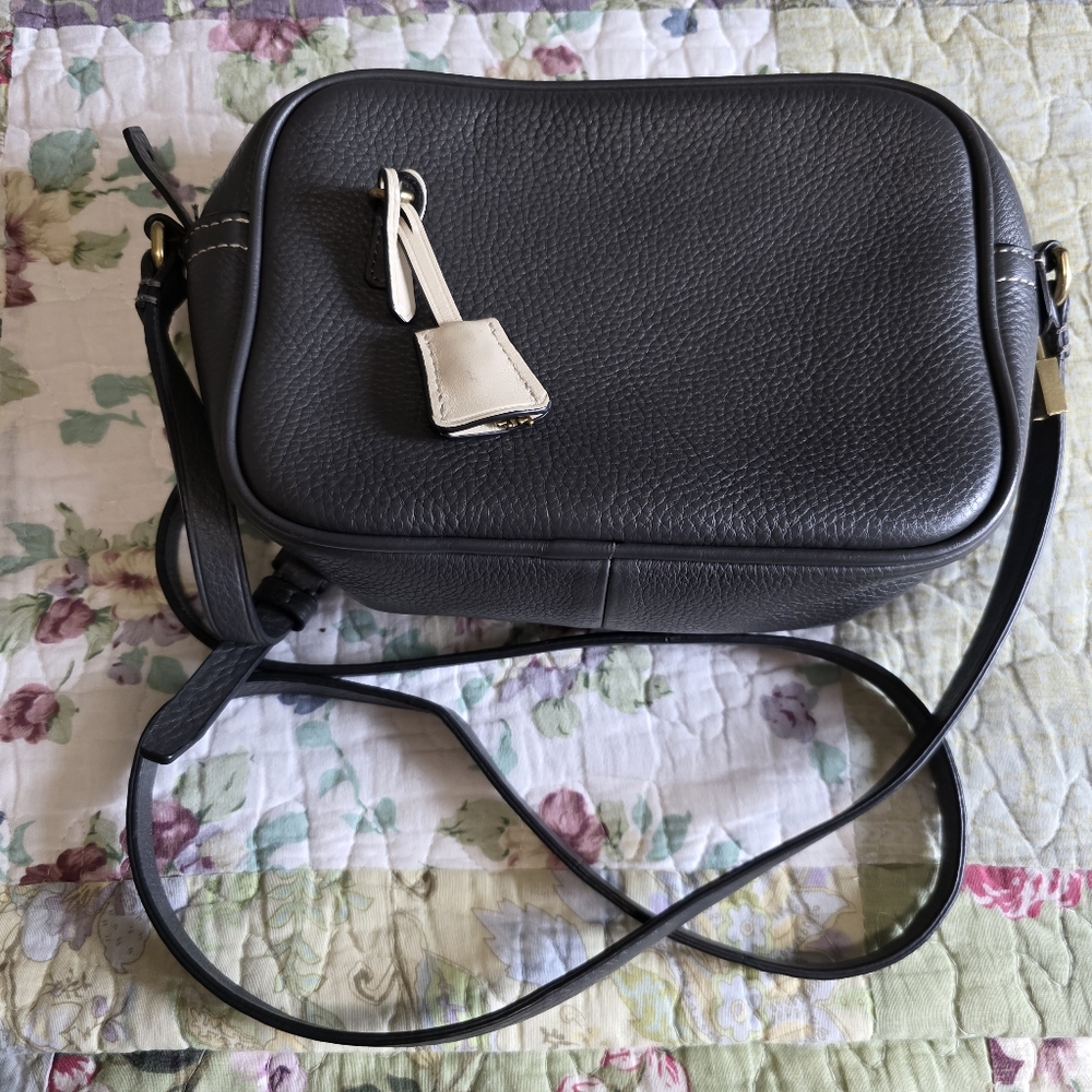 J Crew Signet Leather Purse Crossbody - Grey